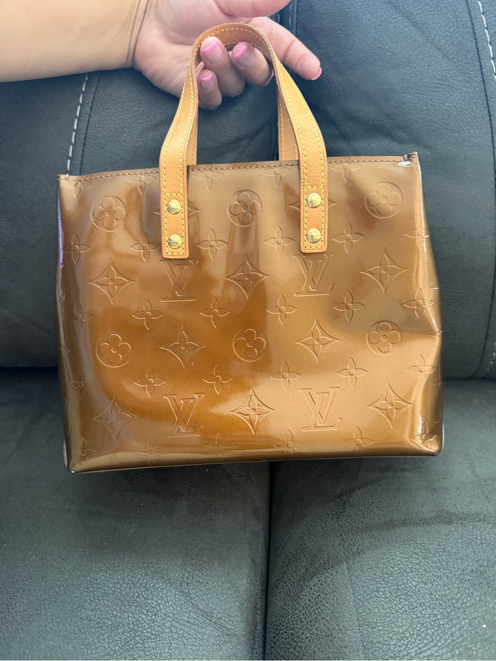 Louis Vuitton Chocolate Patent Monogram Small Tote - Picture 4 of 10